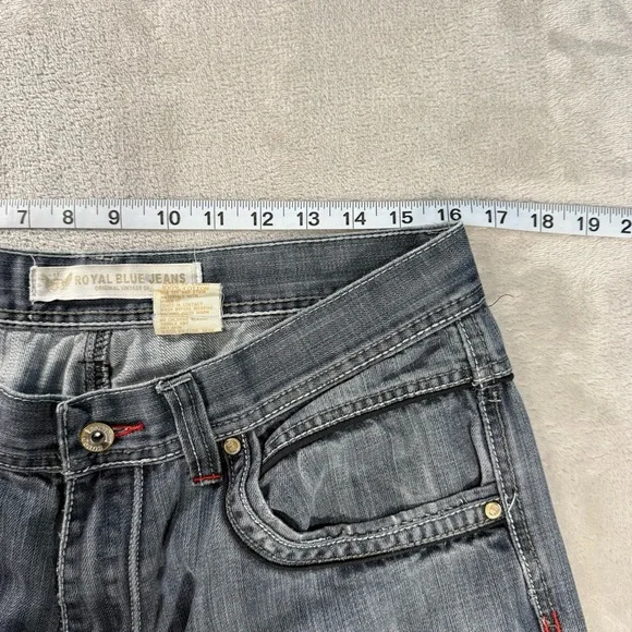 Vintage Royal Blue Jeans Men's Sz 36x32 Grey Baggy Y2K 90s Hip Hop Skater - Picture 7 of 10